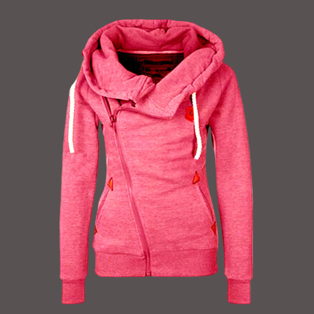 Krohn-e | Kapuzenpullover Jacke Asymmetrischer Reißverschluss