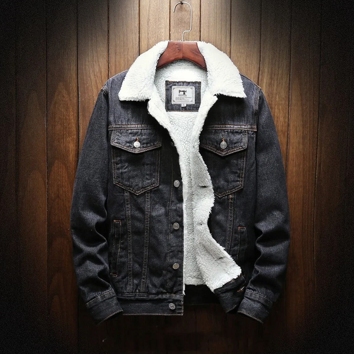 Krohn-e | Herren Jeansjacke mit Fleece-Futter