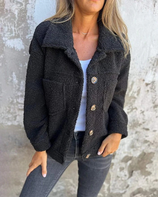 Krohn-e | Sherpa Button up Jacke Lässige Warme Außenbekleidung
