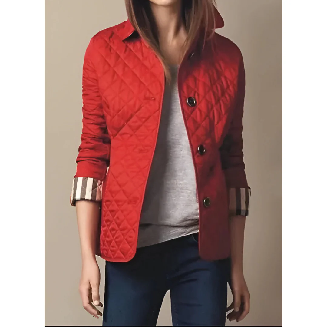 Krohn-e | Steppjacke – Taillierte Passform – Diamantmuster – Hüftlänge – Knopfverschluss