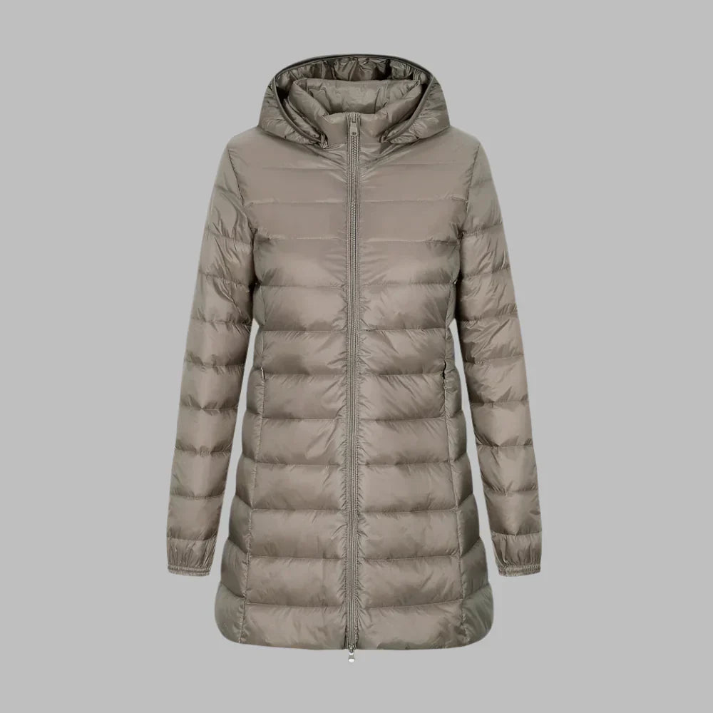 Krohn-e | Steppjacke – Figurbetont Mid-Thigh Länge – mit Kapuze – Wasserabweisend – Reißverschluss Vorne