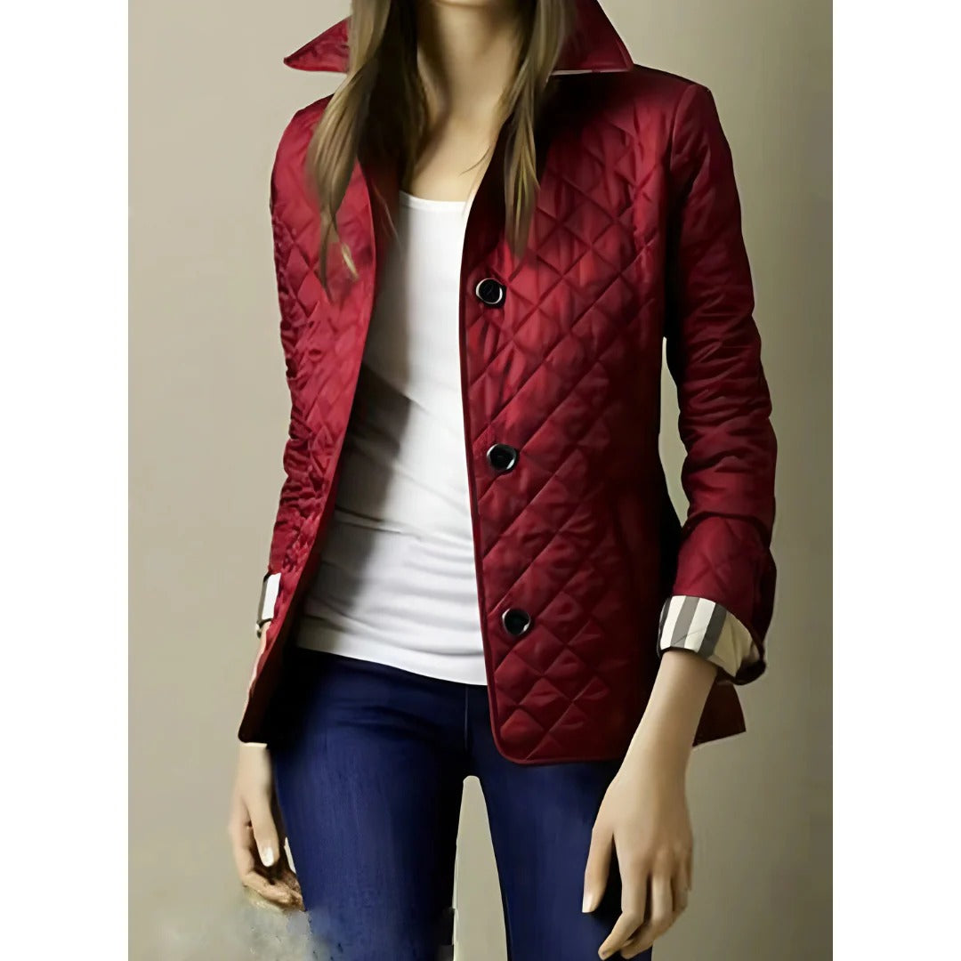 Krohn-e | Steppjacke – Taillierte Passform – Diamantmuster – Hüftlänge – Knopfverschluss