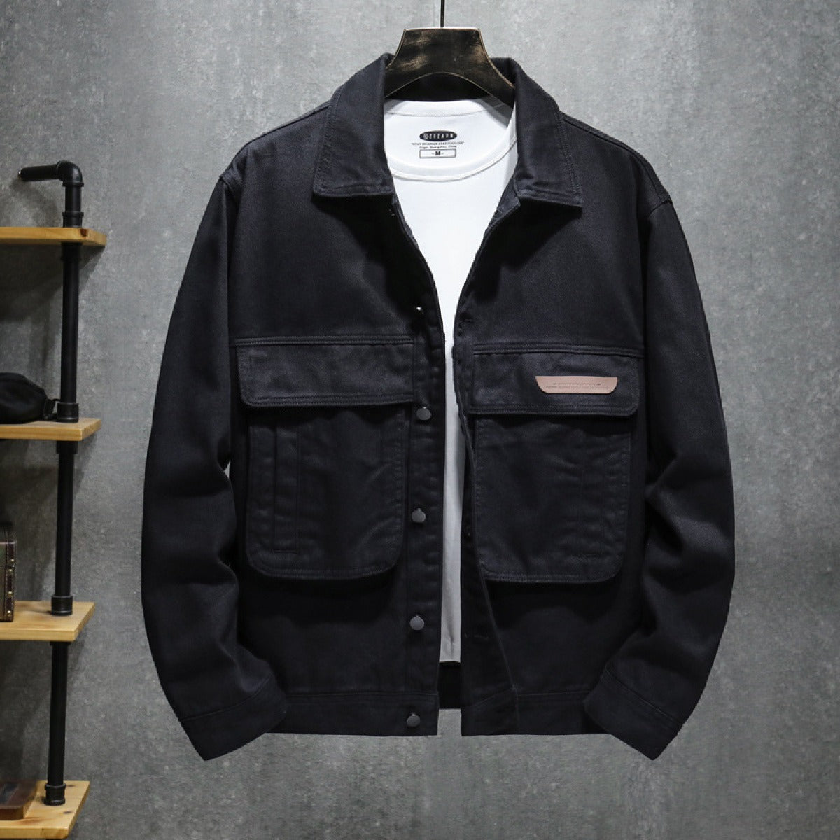 Krohn-e | Schwarze Utility-Herrenjacke mit großen Taschen