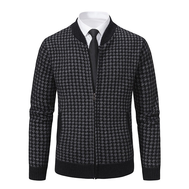 Krohn-e | Herrenstrickjacke mit Hahnentrittmuster - Søren