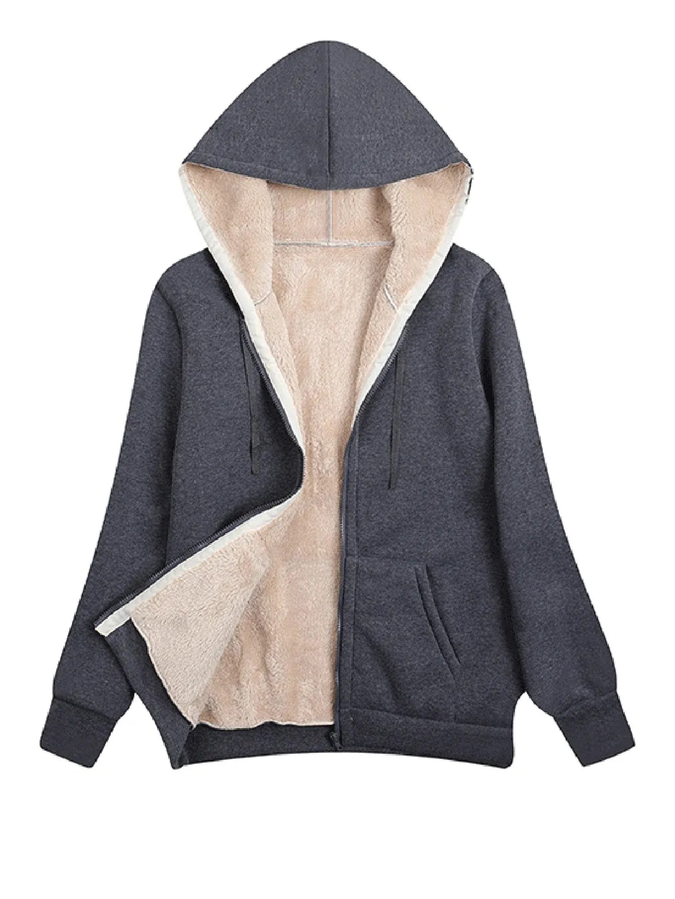 Krohn-e | Fleecejacke - Relaxed Fit - Plüschfutter - Mit Kapuze und Reißverschluss