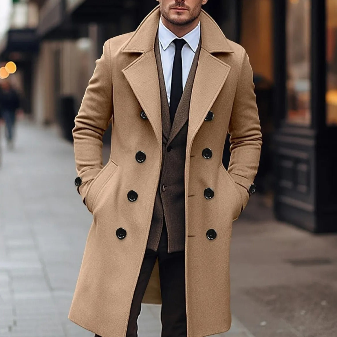 Krohn-e | Eleganter Woll-Crossover-Mantel für Herren
