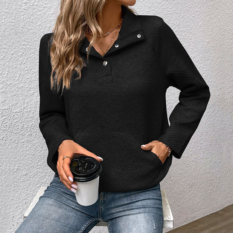 Krohn-e | Sweatshirt Stehkragen mit Druckknöpfen
