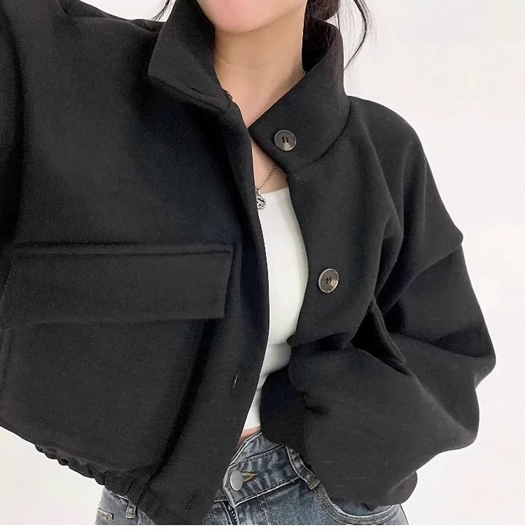 Krohn-e | Graue Wollkurzjacke für Damen