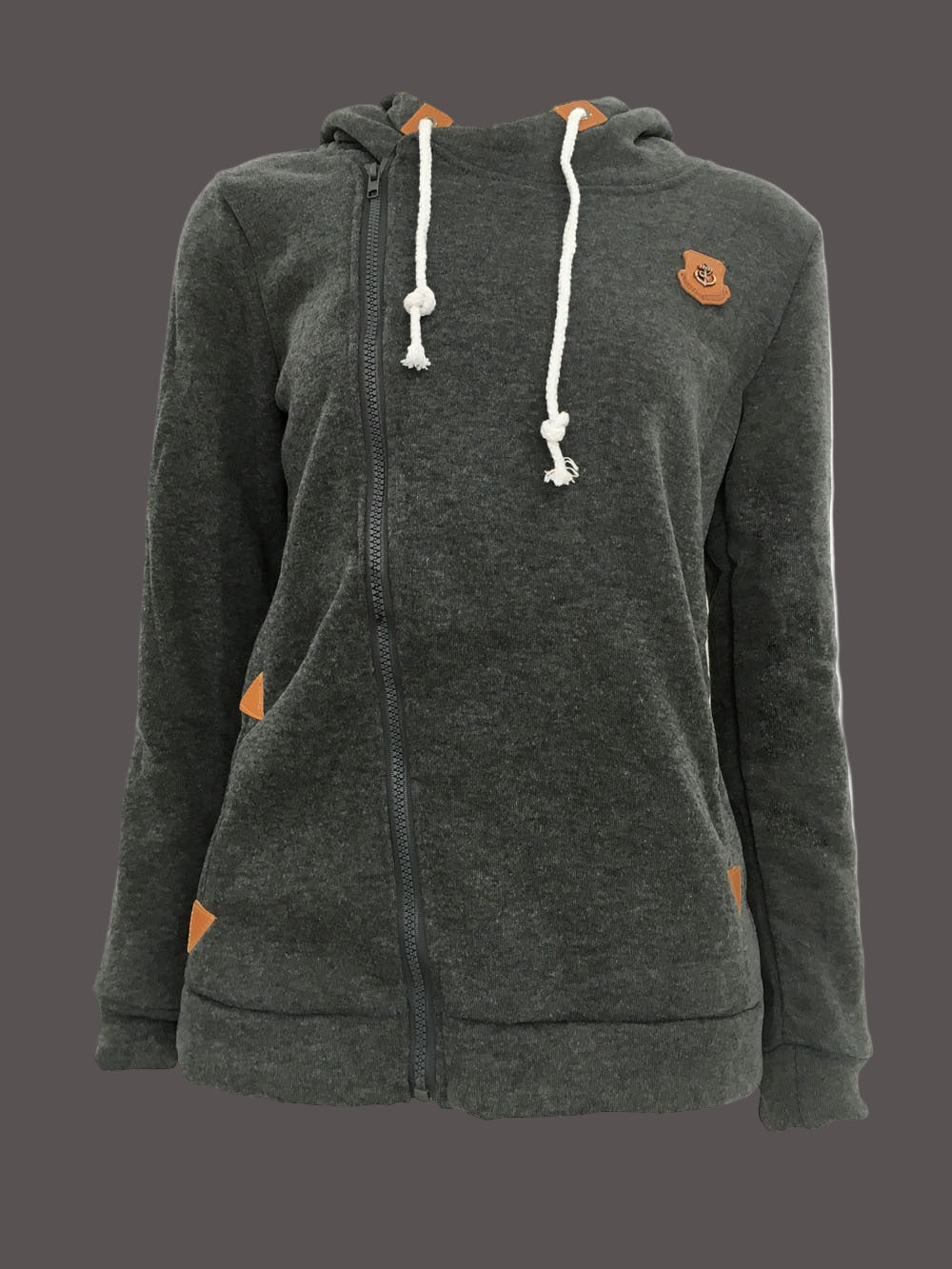 Krohn-e | Kapuzenpullover Jacke Asymmetrischer Reißverschluss