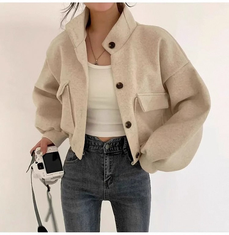Krohn-e | Graue Wollkurzjacke für Damen