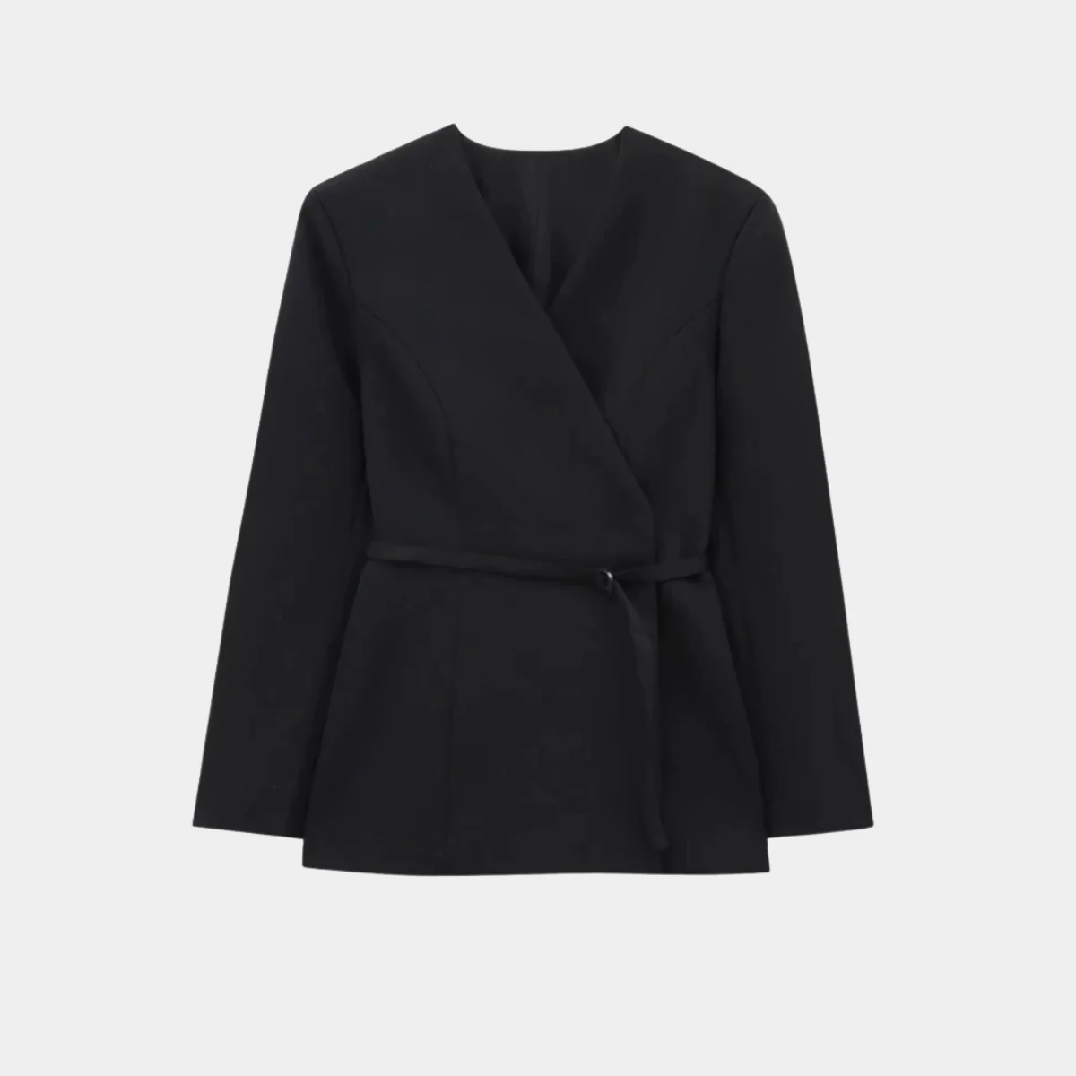 Krohn-e | Wickel Blazer Jacke Langarm Taillierte Passform mit Gürtel