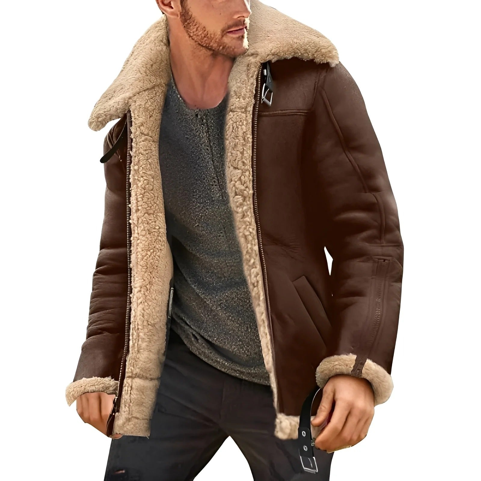 Krohn-e | Strapazierfähige und Dicke Lederjacke für Männer