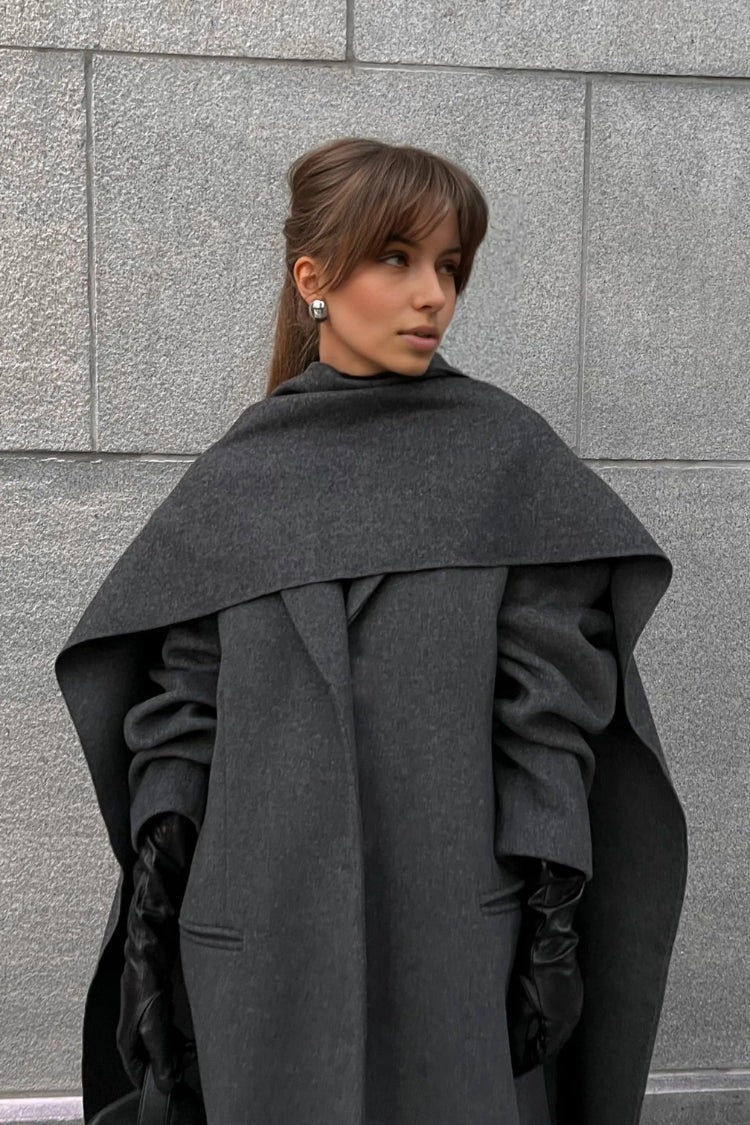 Krohn-e | Lange Cape Mantel Eleganter Hoher Kragen Übermantel