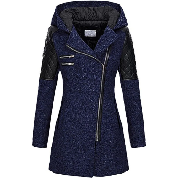 Krohn-e | Jacke – Taillierte Passform – Tweed-Körper – Gesteppten Ärmel – Asymmetrischer Reißverschluss – mit Kapuze