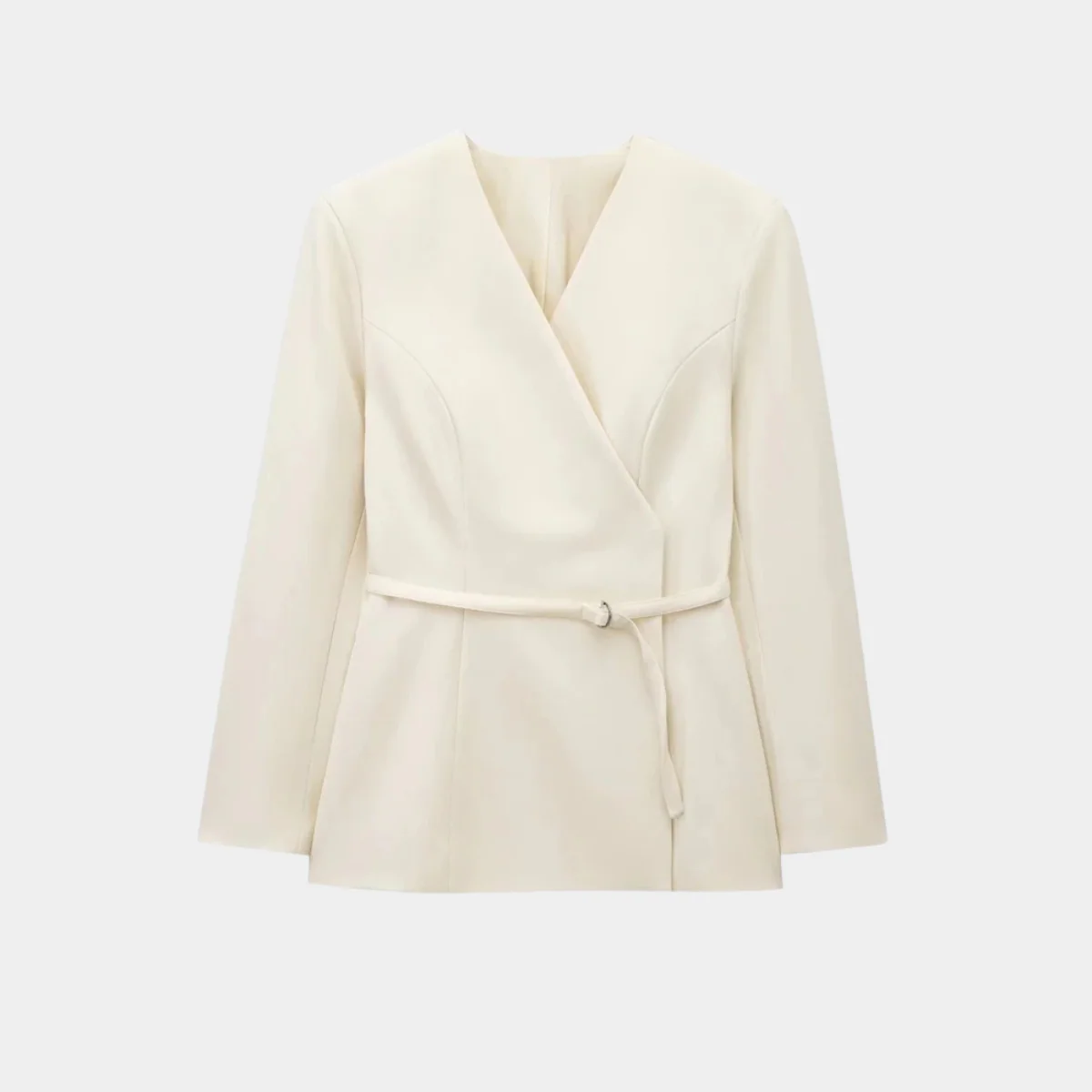 Krohn-e | Wickel Blazer Jacke Langarm Taillierte Passform mit Gürtel