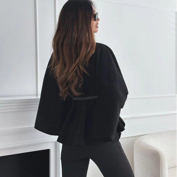 Krohn-e | Gürtel Umhang Jacke Eleganter Hoher Kragen