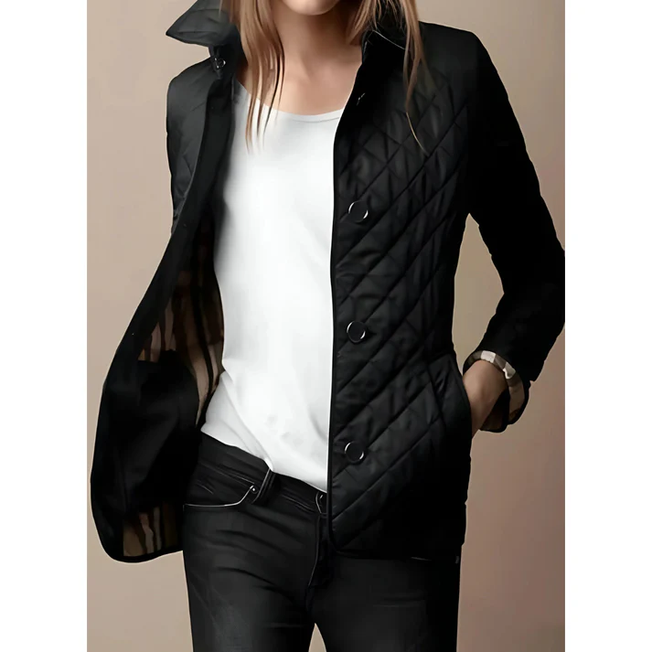 Krohn-e | Steppjacke – Taillierte Passform – Diamantmuster – Hüftlänge – Knopfverschluss