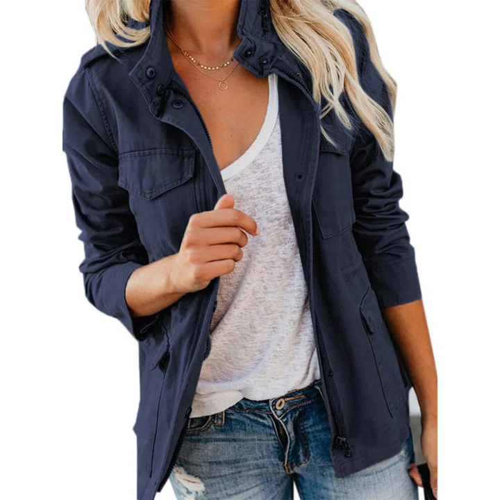 Krohn-e | Jacke - Relaxed Fit - Baumwollmix - Reißverschluss- und Knopfverschluss - Utility-Look
