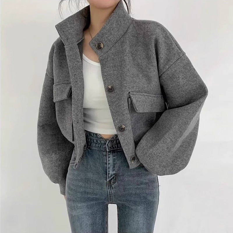Krohn-e | Graue Wollkurzjacke für Damen