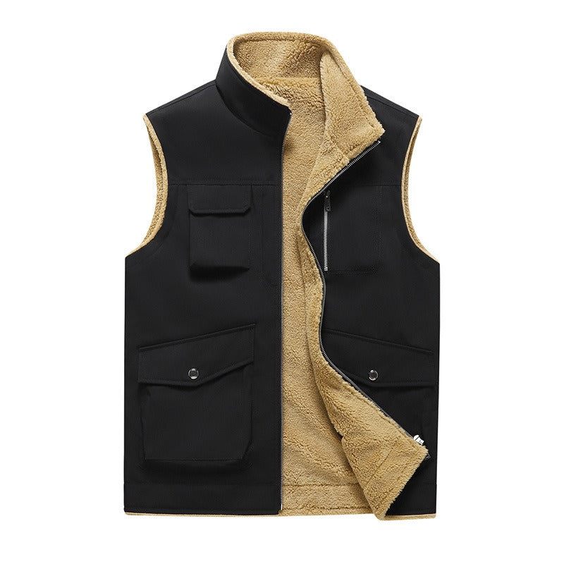 Krohn-e | Mit fleecegefütterter Herren Bodywarmer mit mehreren Taschen im Outdoor-Stil