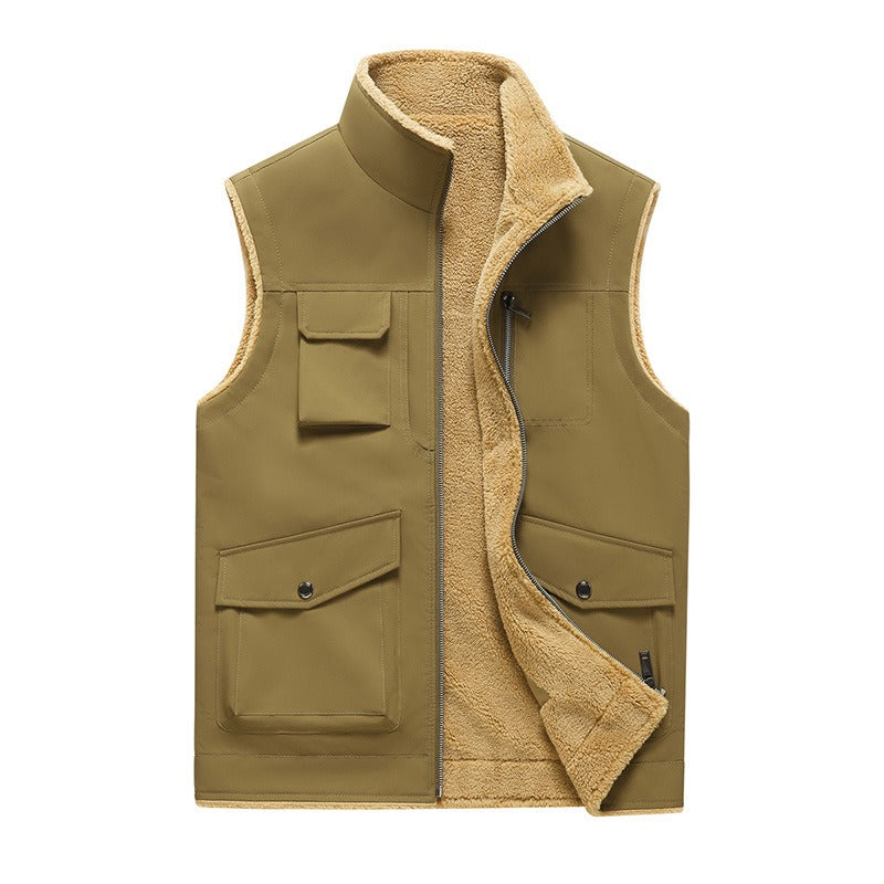 Krohn-e | Mit fleecegefütterter Herren Bodywarmer mit mehreren Taschen im Outdoor-Stil