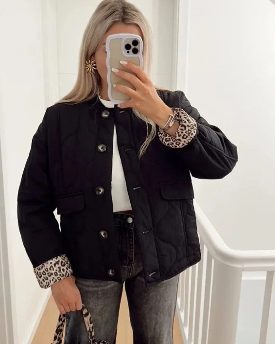 Krohn-e | Elegante Jacke mit Leopardenmuster