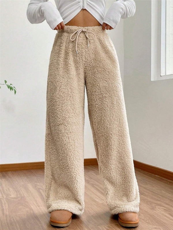 Krohn-e | High Waist Teddy Loungehose mit Kordelzug