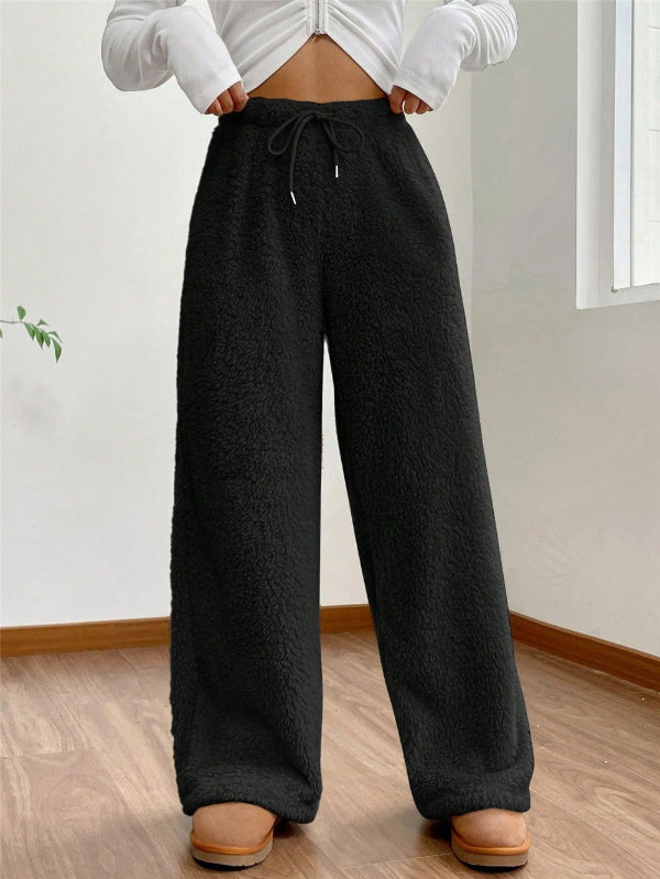 Krohn-e | High Waist Teddy Loungehose mit Kordelzug