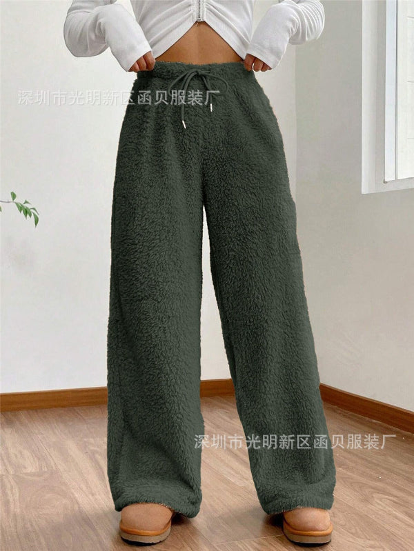 Krohn-e | High Waist Teddy Loungehose mit Kordelzug