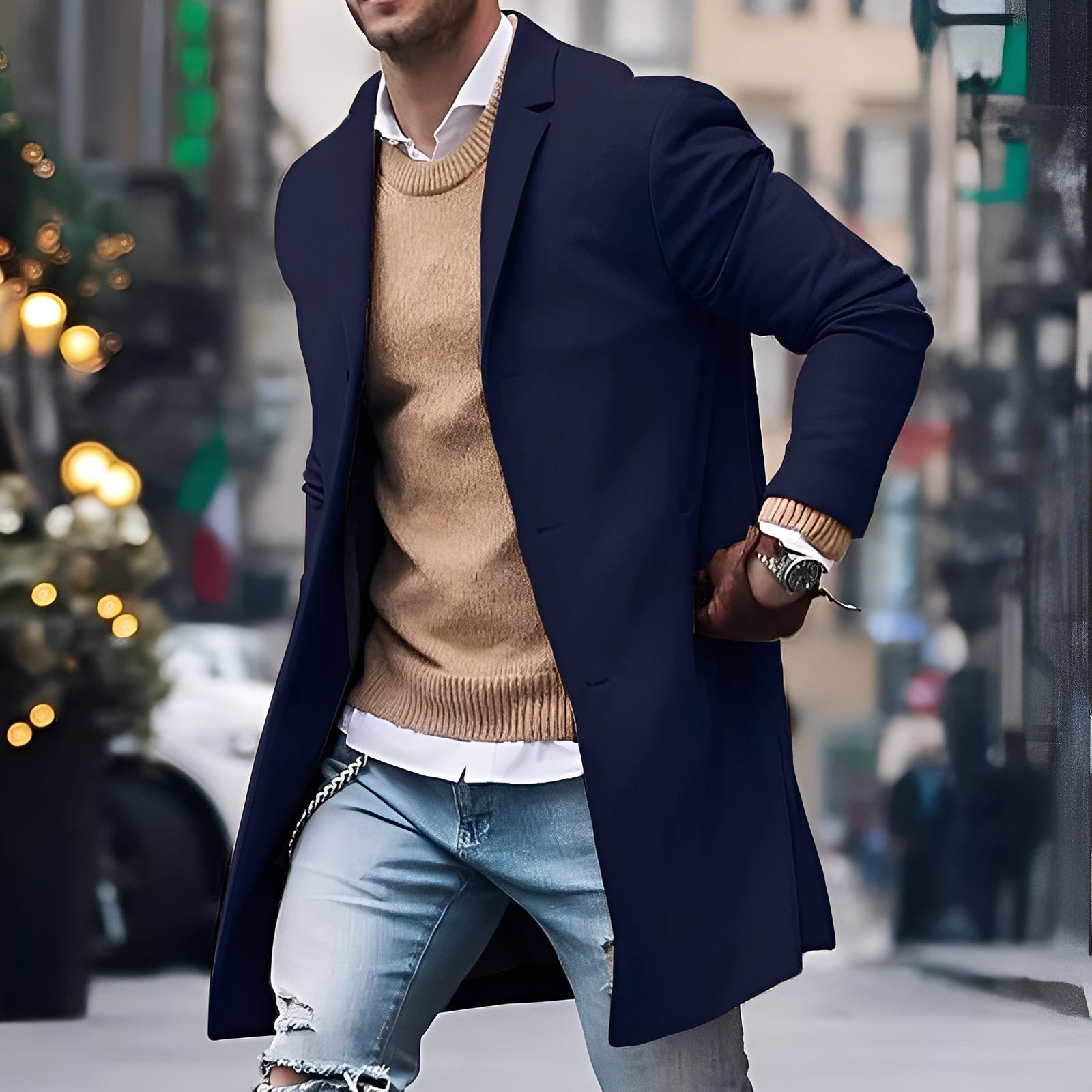 Krohn-e | Eleganter Trenchcoat mit Reverskragen für Herren