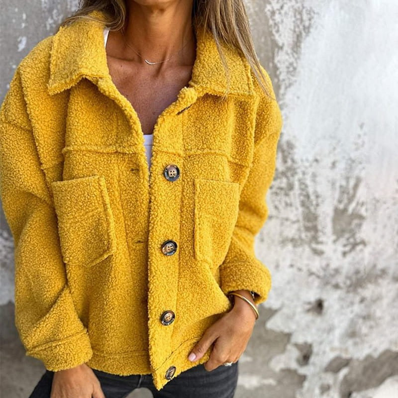Krohn-e | Sherpa Button up Jacke Lässige Warme Außenbekleidung