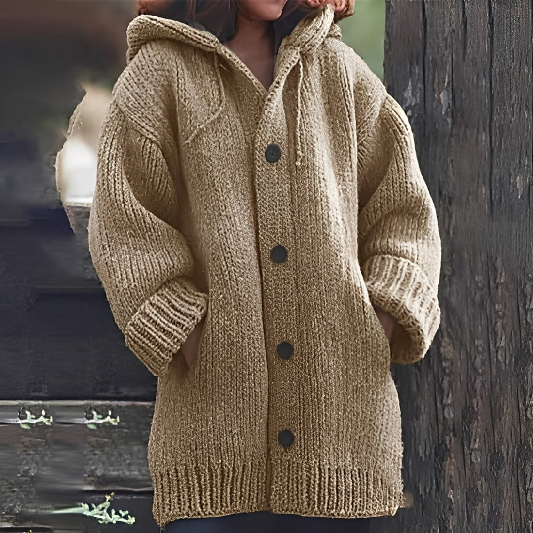 Krohn-e | Bequemer Strickcardigan mit Kapuze für Frauen