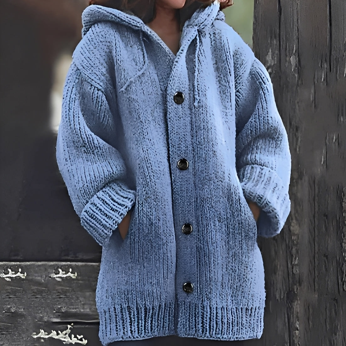 Krohn-e | Bequemer Strickcardigan mit Kapuze für Frauen