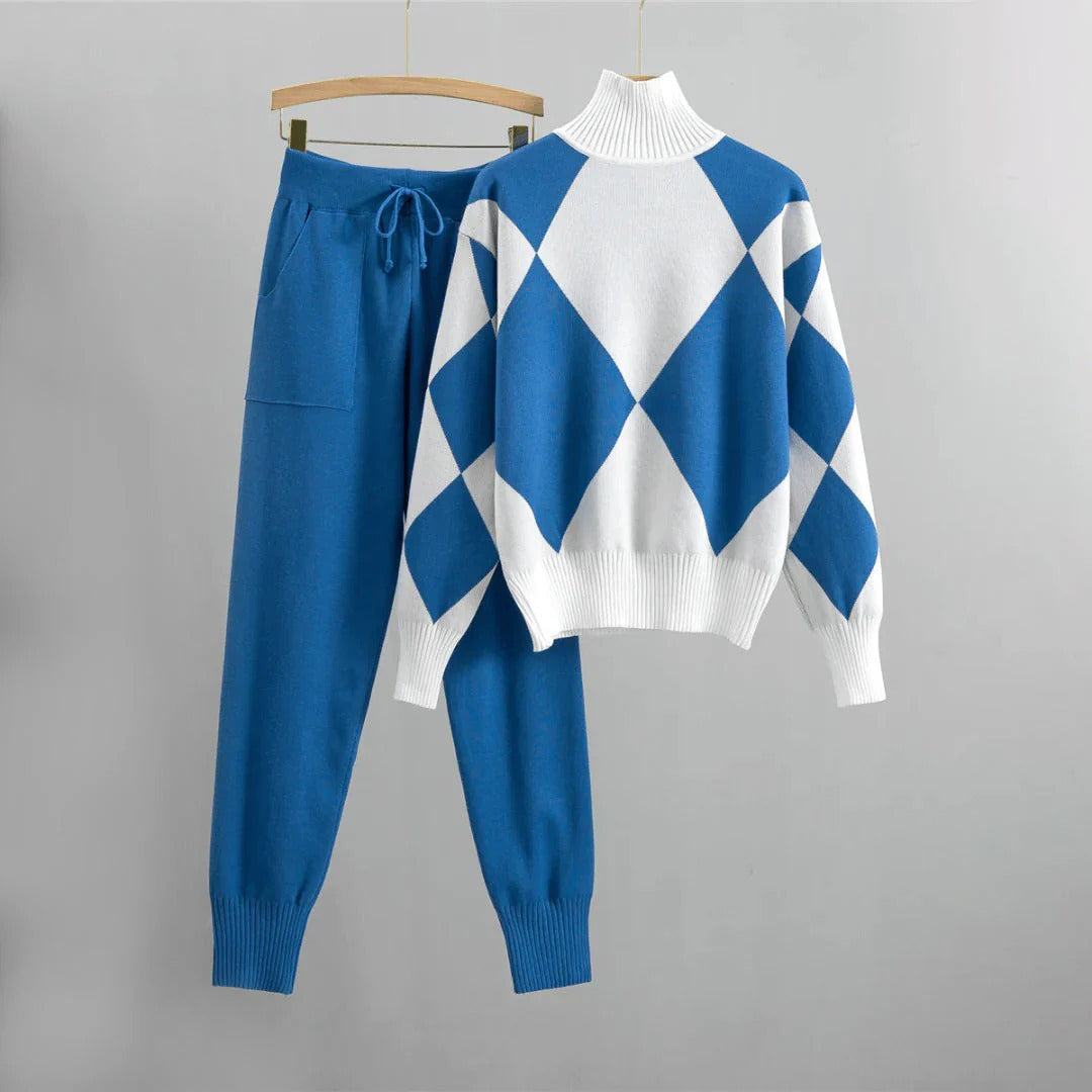 Krohn-e | Karierter Rollkragenpullover Satz für Damen