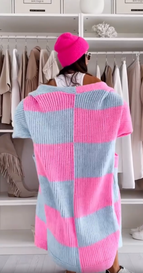 Krohn-e | Bunte karierte Strickjacke für Herbst und Winter