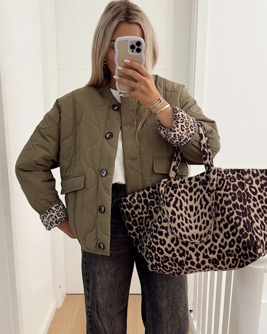 Krohn-e | Elegante Jacke mit Leopardenmuster