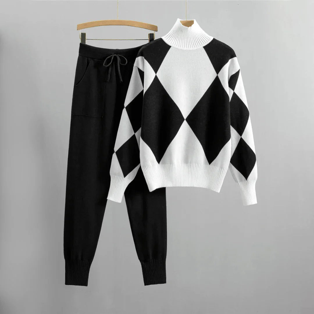 Krohn-e | Karierter Rollkragenpullover Satz für Damen