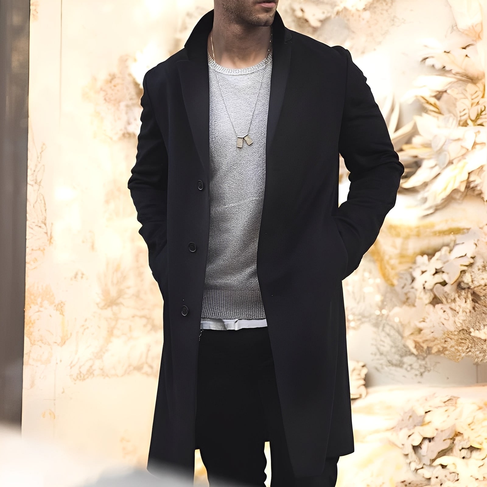 Krohn-e | Eleganter Trenchcoat mit Reverskragen für Herren
