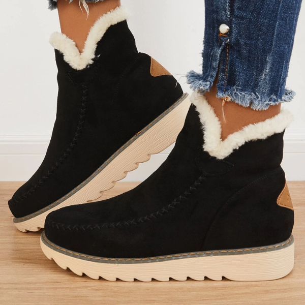 Britta | Damen-Winterstiefeletten mit Fellbesatz, flach, warm