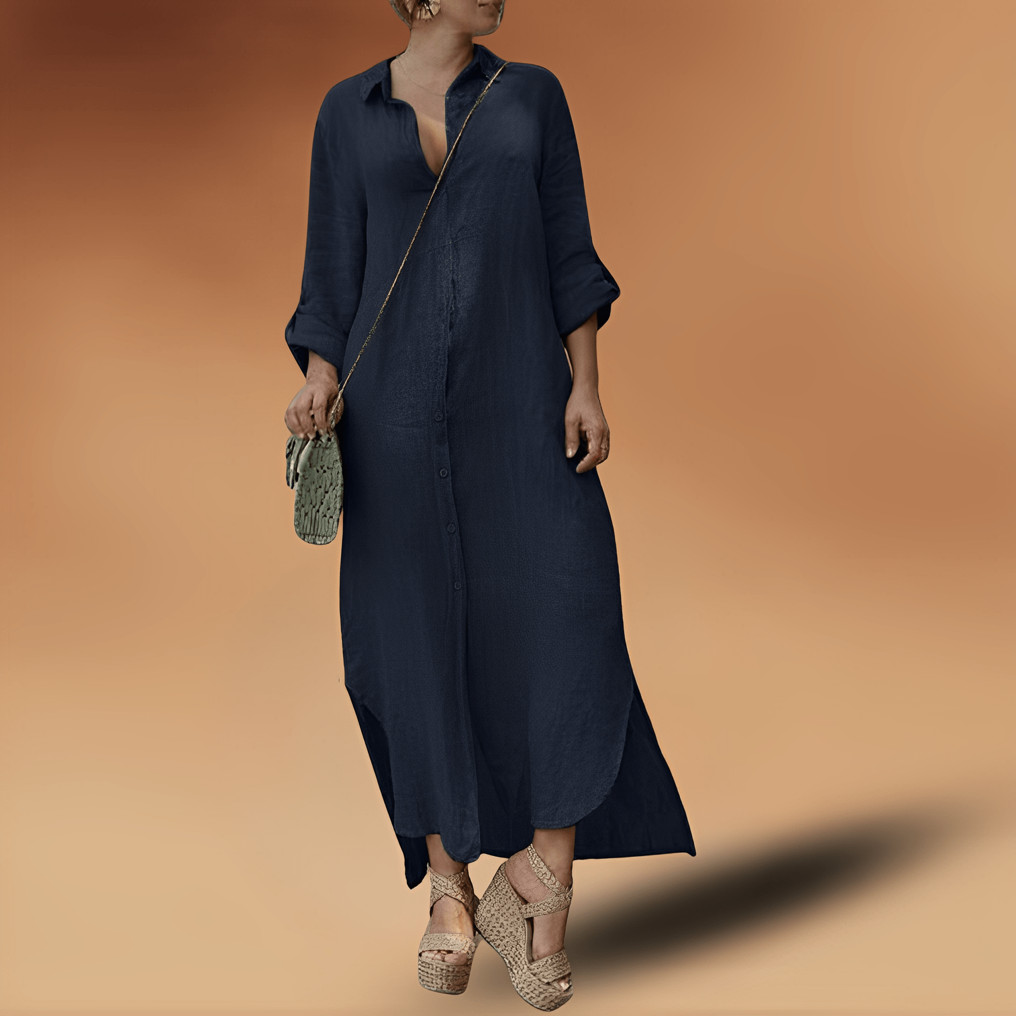 Langes, elegantes Leinenkleid Kristal