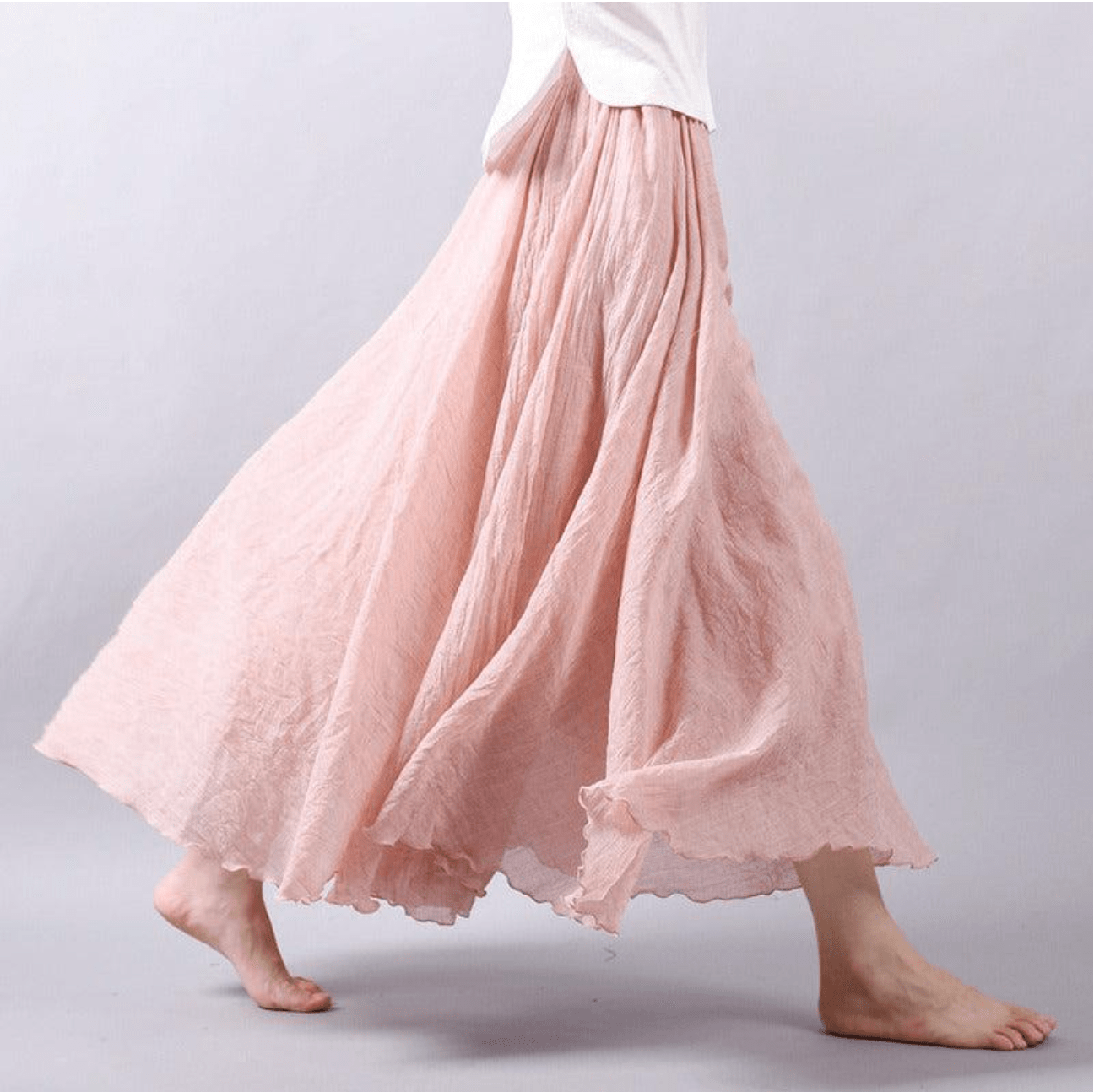 Ingrid | Damen Weit Schwingender Maxirock Elastischer Bund