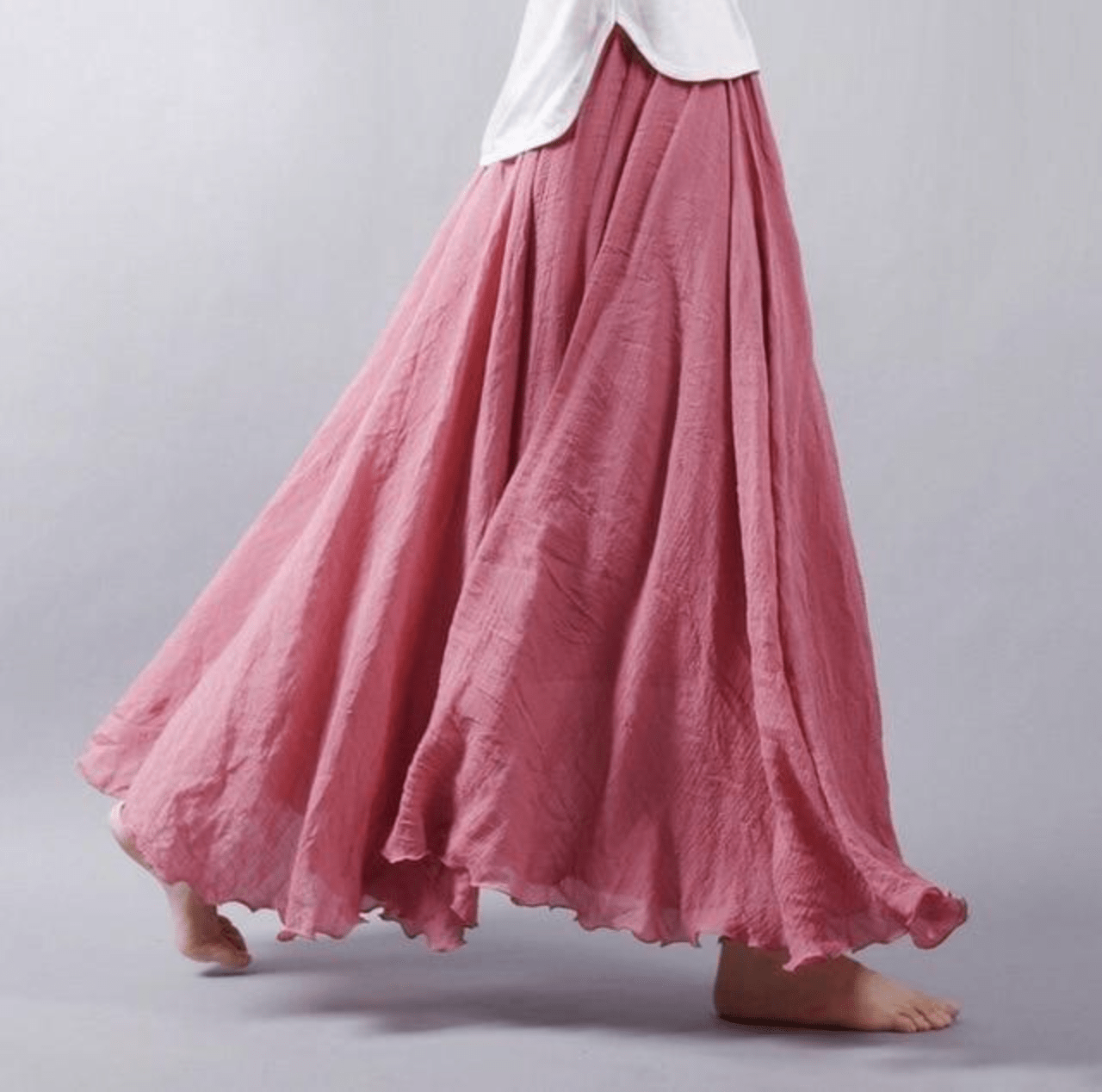 Ingrid | Damen Weit Schwingender Maxirock Elastischer Bund