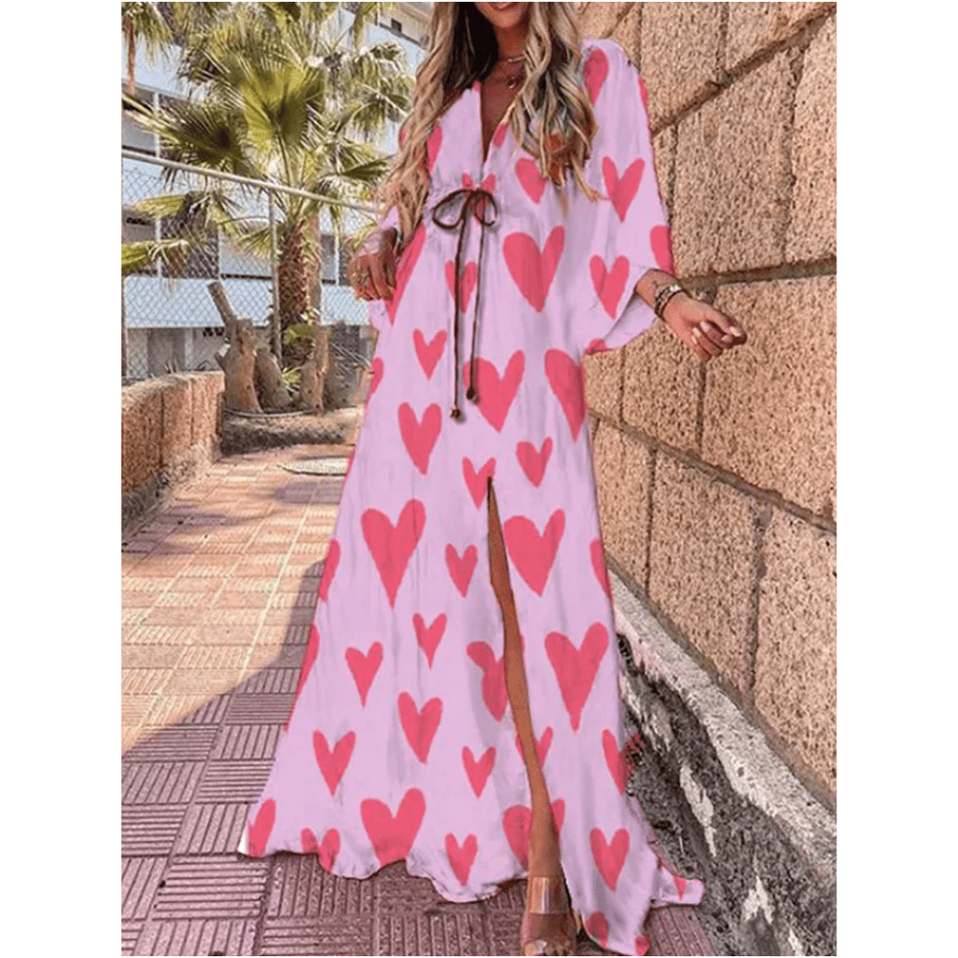 Ismeralda Maxikleid mit Schlitz und V-Ausschnitt