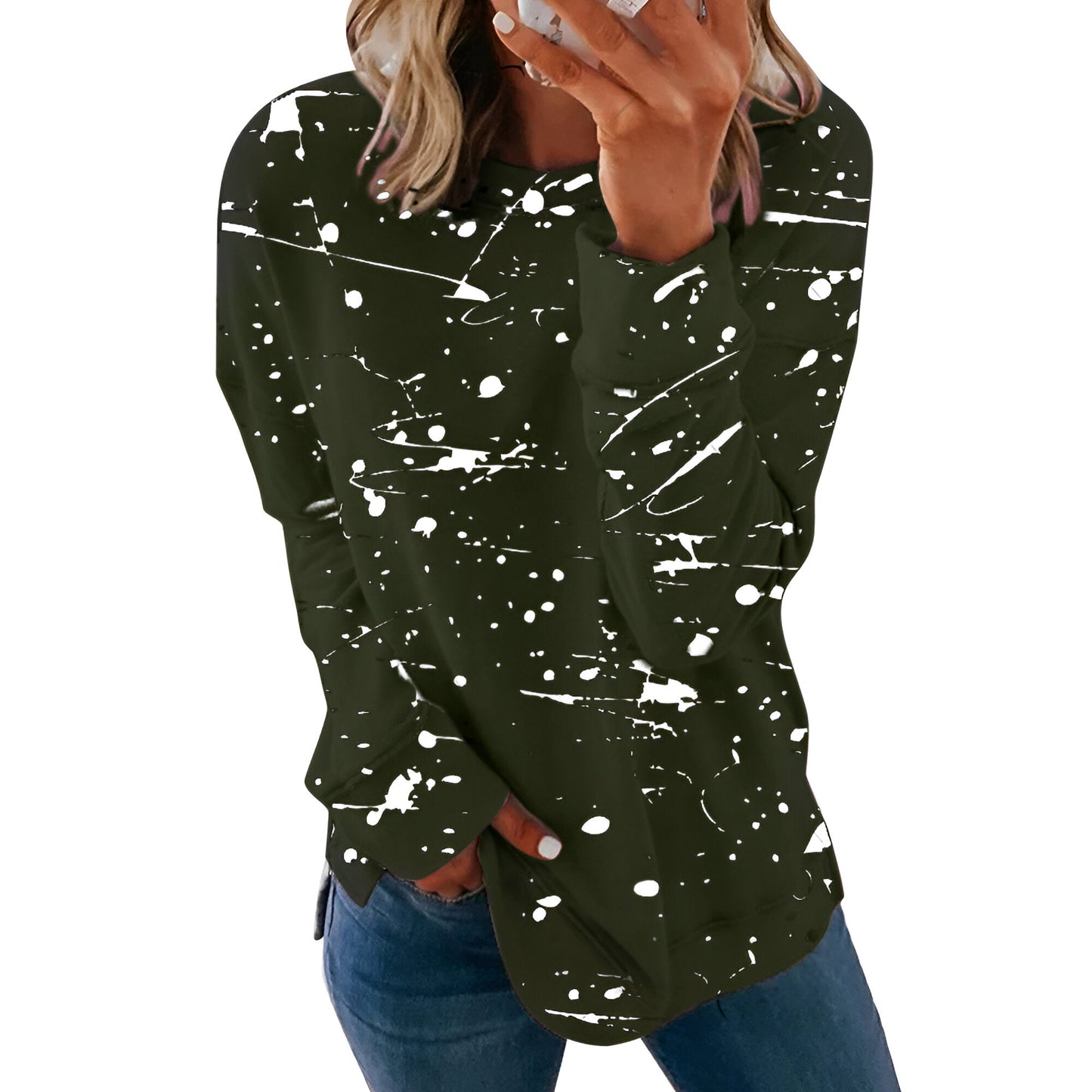 Fudus Langarm Oberteil im angesagten Tie-Dye-Stil