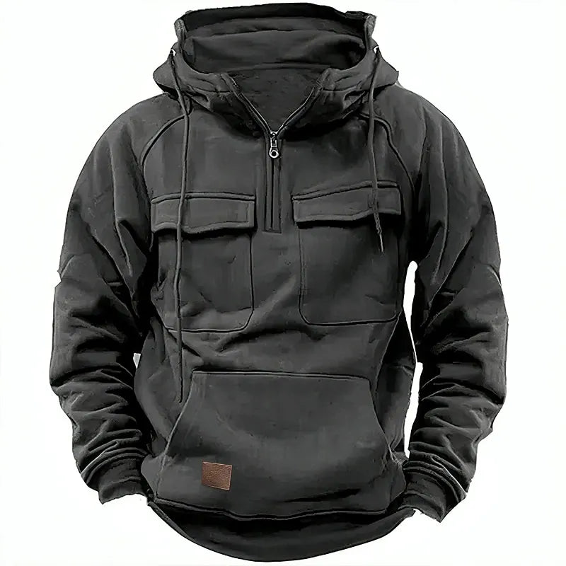 Krohn-e | Funktionale Kapuzenjacke mit Reißverschluss und Vordertaschen Baumwolle Komfortabel und Praktisch
