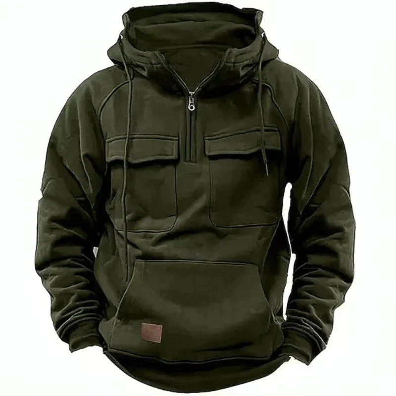 Krohn-e | Funktionale Kapuzenjacke mit Reißverschluss und Vordertaschen Baumwolle Komfortabel und Praktisch