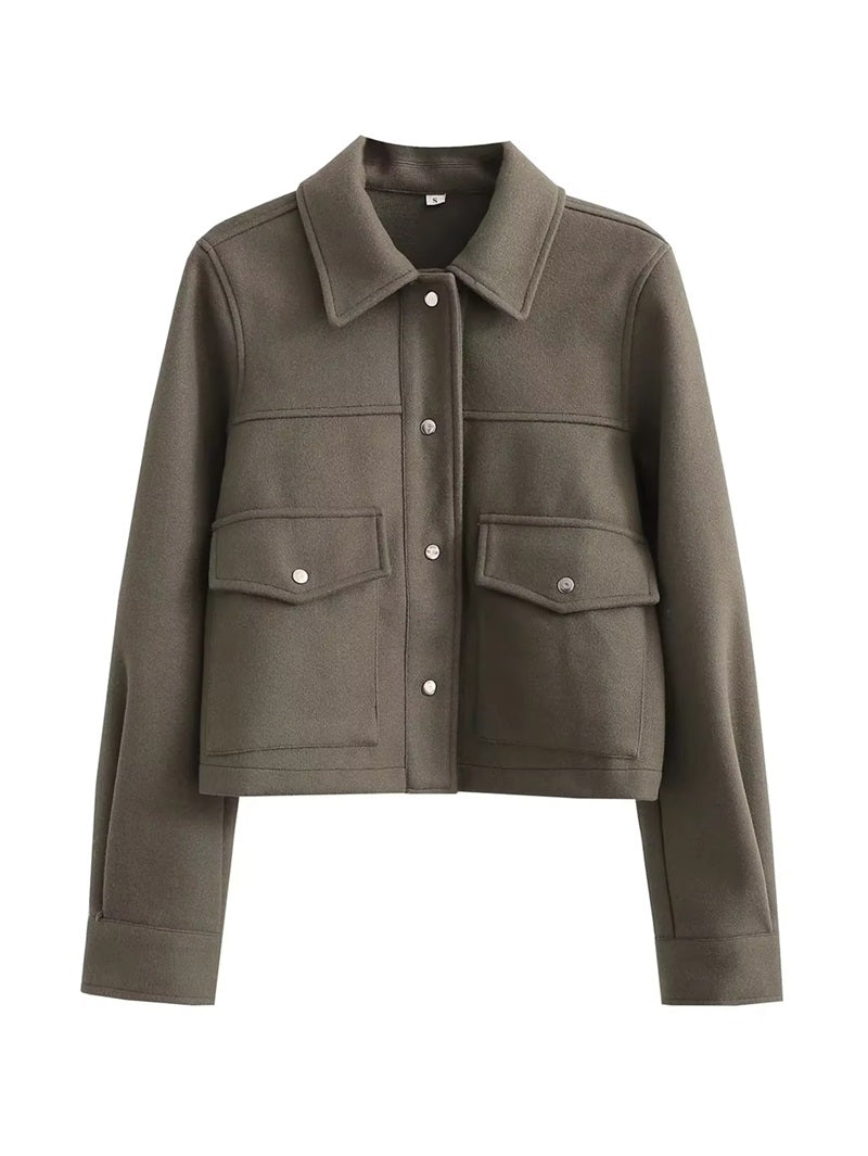 Krohn-e | Kurze Wolljacke mit Knöpfen Weich und Stilvoll Lässiger Look