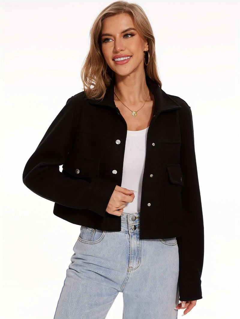 Krohn-e | Kurze Wolljacke mit Knöpfen Weich und Stilvoll Lässiger Look
