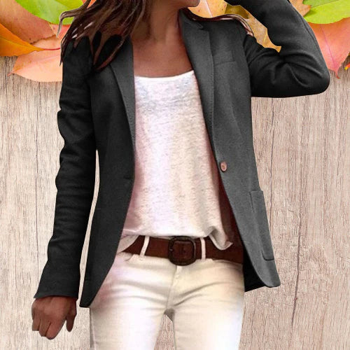 Krohn-e | Revers Knopf Schlanke Lange Ärmel Damen Blazer