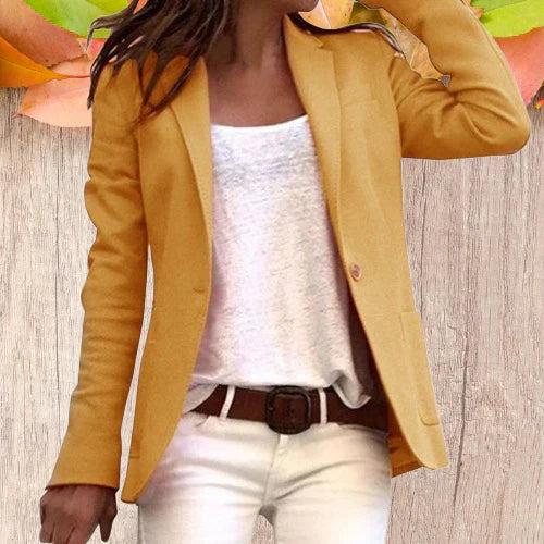 Krohn-e | Revers Knopf Schlanke Lange Ärmel Damen Blazer